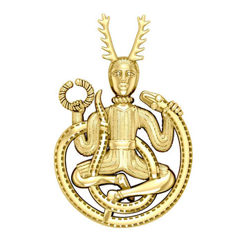 The Powerful Horned God Cernunnos 14 Karat Gold Pendant GTP3450 - Jewelry